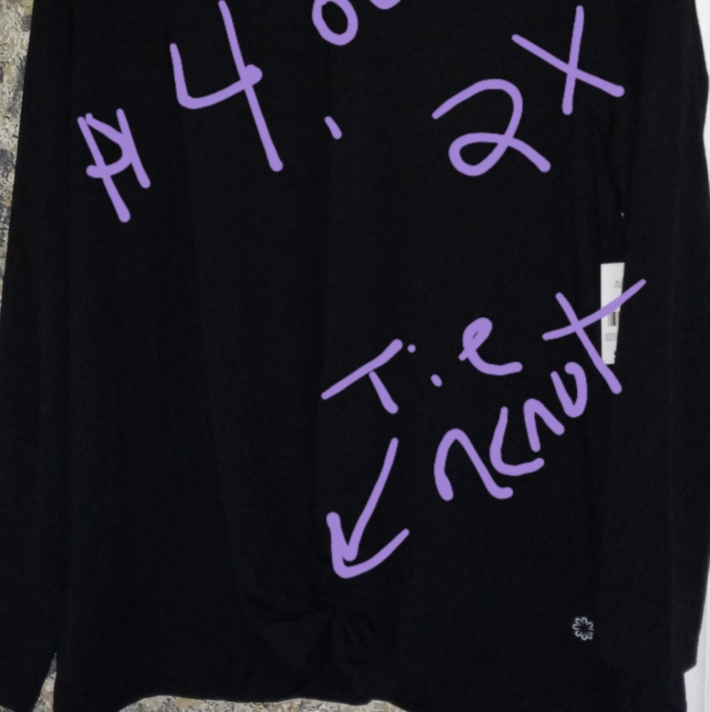 Ladies tie knot front long sleeve shirt